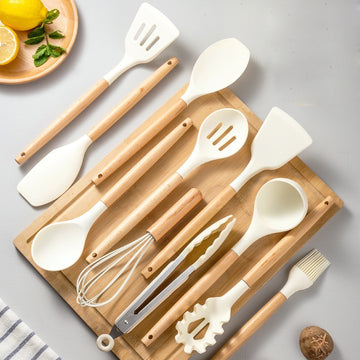 Wooden Handle Silicone Kitchenware Set