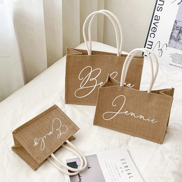 Personalized Burlap Bags - Custom Name &amp; Monogram
